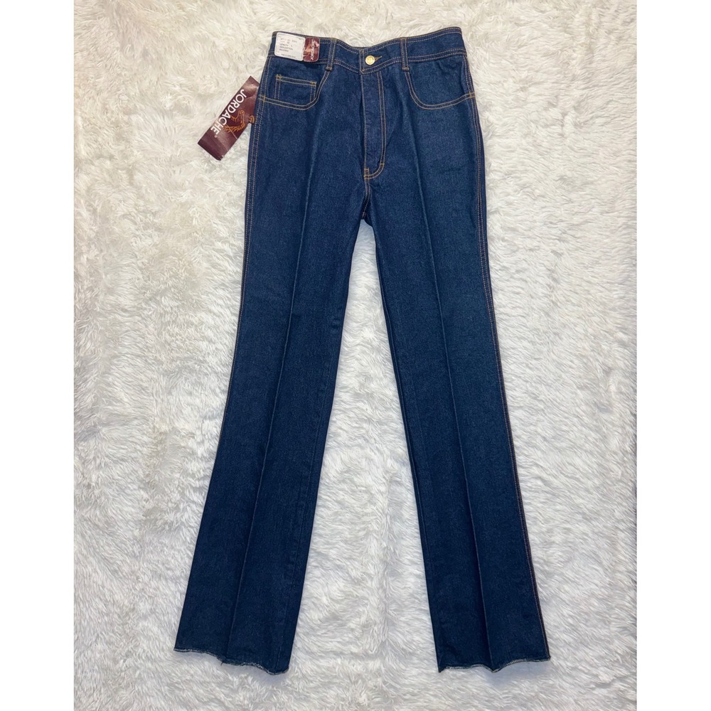 Vintage 80's Deadstock Jordache Men's 32L x 36" Dark Wash Jeans Raw Hem 2311